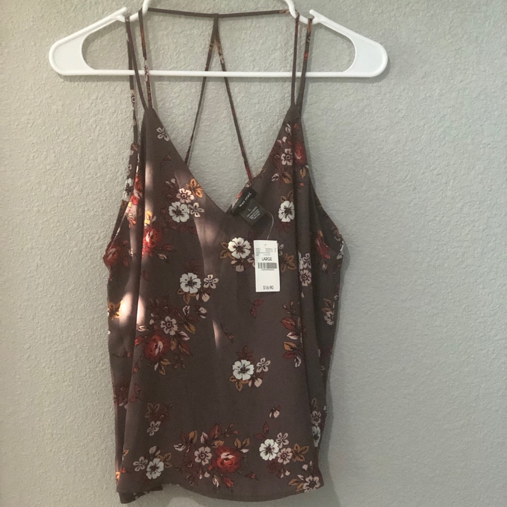 Juniors Strappy Floral Crop Blouse Size Large